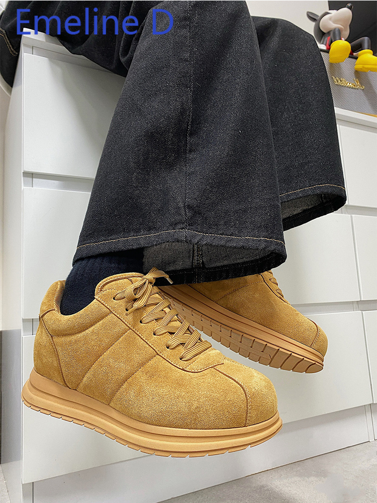 Men Shoes Yellow - Amarelo sola grossa rendas até sapatos