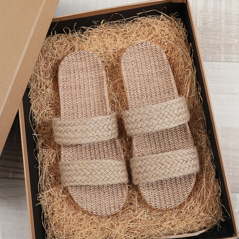 Men Shoes Size - Chinelos Femininos de Linho para Casa,