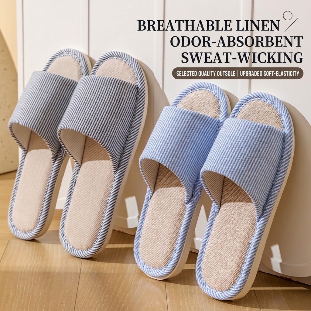 Men Shoes Size - Chinelos de Linho Respirável para Mulheres