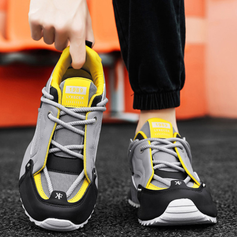 Tênis Chunky Retro em Cinza, P - Men Shoes Yellow avaliação e preço